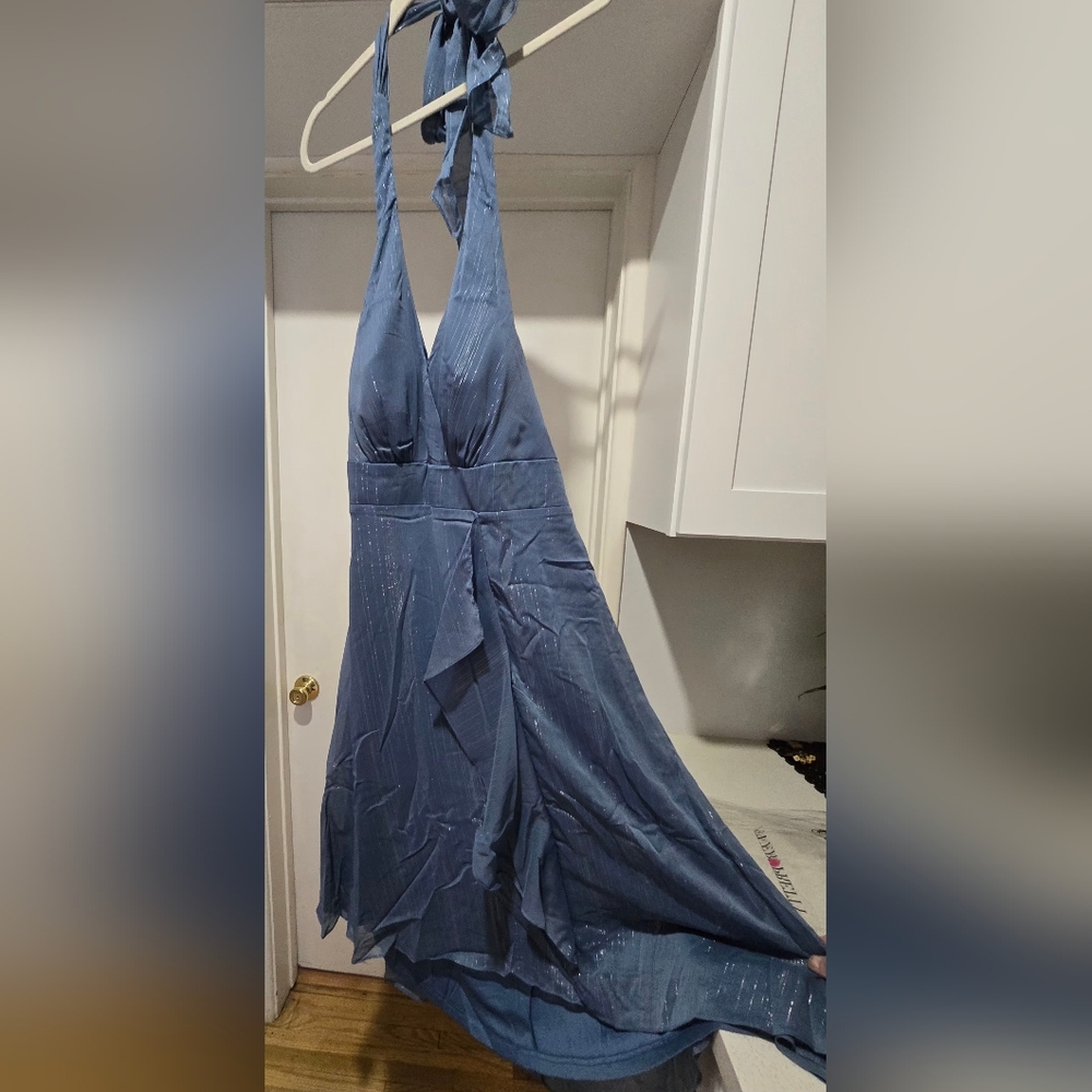 Ever Pretty Dusty Blue Halter A-Line Midi Dress with Ruffle - Picture 8 of 10